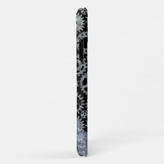 Steampunk Silver Zinc Gears Individuelle Name Case-Mate iPhone Hülle (Hinten/Rechts)