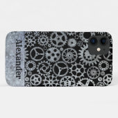 Steampunk Silver Zinc Gears Individuelle Name Case-Mate iPhone Hülle (Rückseite (Horizontal))