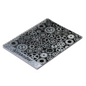 Steampunk Silver Zinc Gears Individuelle Name Notizblock (Linke Seite)