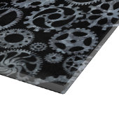 Steampunk Silver Zinc Gears Monogram Schneidebrett (Ecke)