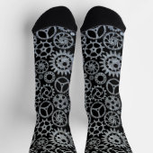 Steampunk Silver Zinc Gears Socken (Oben)