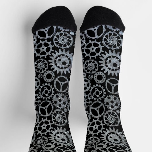 Steampunk Silver Zinc Gears Socken (Oben)