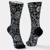Steampunk Silver Zinc Gears Socken (Gewinkelt)