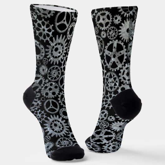 Steampunk Silver Zinc Gears Socken (Gewinkelt)