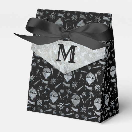 Steampunk Silver Zink Balloons Custom Monogram Geschenkschachtel (Vorderseite)