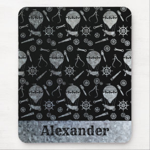 Steampunk Silver Zink Balloons Individuelle Name Mousepad