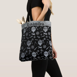 Steampunk Silver Zink Balloons Individuelle Name Tasche