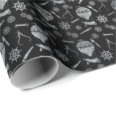 Steampunk Silver Zink Heißluftballons Geschenkpapier (Rolleneckpunkt)