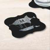 Steampunk Silver Zink Luftschiff Custom Monogram Untersetzer (angewinkelt)