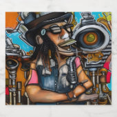 Steampunk Singer in Dreamland Schaumweinetikett (Einzelnes Label)