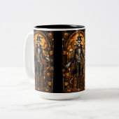 Steampunk Skeleton 2 Zweifarbige Tasse (Vorderseite Links)