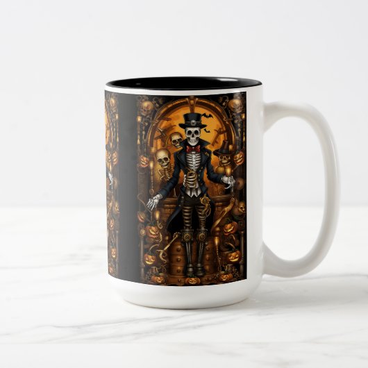 Steampunk Skeleton 2 Zweifarbige Tasse (Rechts)