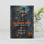 Steampunk Skeleton Einladung (Stehend Vorderseite)