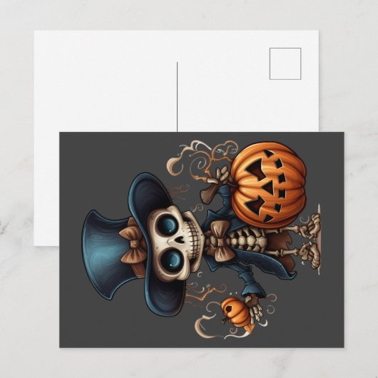 Steampunk Skeleton Postcard Postkarte (Vorne/Hinten)