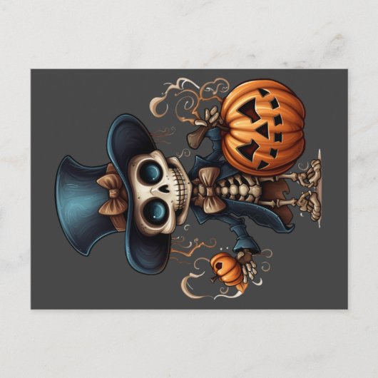 Steampunk Skeleton Postcard Postkarte (Vorderseite)