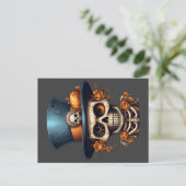 Steampunk Skeleton Postcard Postkarte (Stehend Vorderseite)