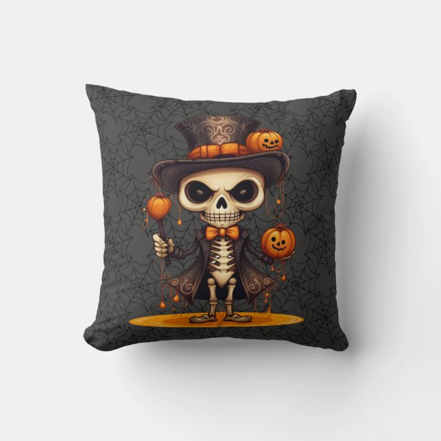 Steampunk Skeleton Throw Kissen (Vorderseite)