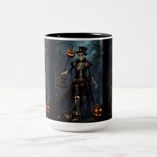 Steampunk Skeleton Zweifarbige Tasse (Mittel)