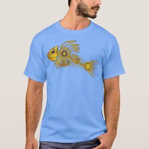 Steampunk-Skelettfisch in Gold T-Shirt