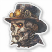 Steampunk Skull Aufkleber (Vorderseite)