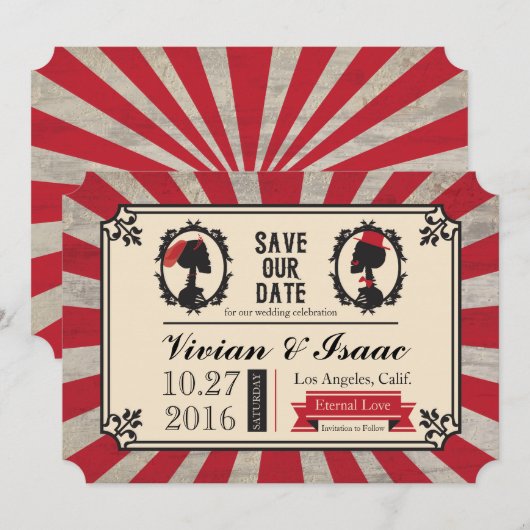 Steampunk Skull Cameo Wedding Save the Data Date (Vorne/Hinten)
