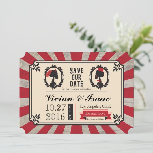 Steampunk Skull Cameo Wedding Save the Data Save The Date (Stehend Vorderseite)