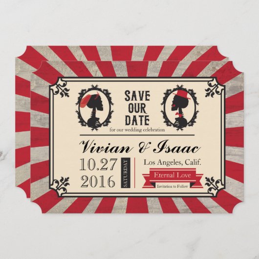Steampunk Skull Cameo Wedding Save the Data Save The Date (Vorne/Hinten)