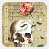 Steampunk Skull Floral Schreiben Halloween Sticker (Vorderseite)