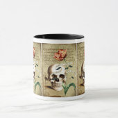 Steampunk Skull Floral Schreiben Halloween Tasse (Zentrum)