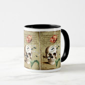 Steampunk Skull Floral Schreiben Halloween Tasse (VorderseiteRechts)