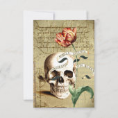 Steampunk Skull Floral Writing Halloween 3,5" x 5" Einladung (Vorderseite)