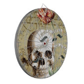 Steampunk Skull Floral Writing Halloween Dartscheibe (Vorderseite Links)