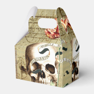 Steampunk Skull Floral Writing Halloween Gefallen  Geschenkschachtel