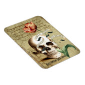Steampunk Skull Floral Writing Halloween Magnet (Rechte Seite)