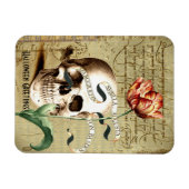 Steampunk Skull Floral Writing Halloween Magnet (Horizontal)