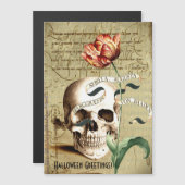 Steampunk Skull Floral Writing Halloween Magnetkarte (Vorne/Hinten)
