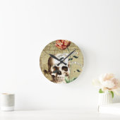 Steampunk Skull Floral Writing Halloween Runde Wanduhr (Zuhause)
