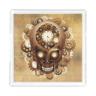 Steampunk Skull Gothic Style Acryl Tablett