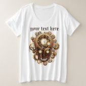 Steampunk Skull Gothic Style Große Größe T-Shirt (Design vorne)