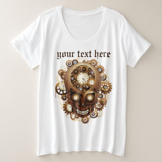 Steampunk Skull Gothic Style Große Größe T-Shirt (Design vorne)