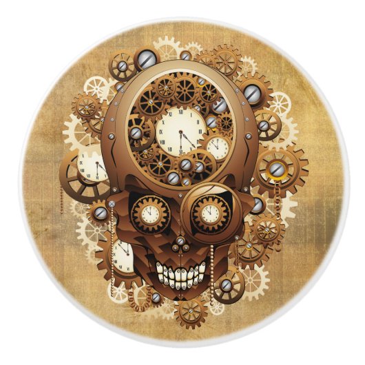 Steampunk Skull Gothic Style Keramikknauf (Vorderseite)