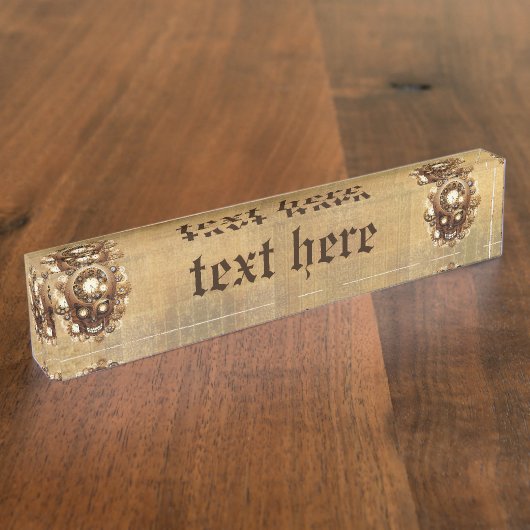 Steampunk Skull Gothic Style Namensplakette (Seite)