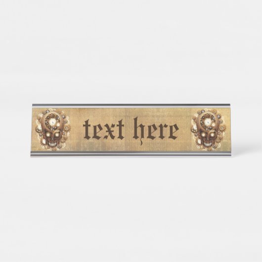 Steampunk Skull Gothic Style Schreibtischnamensplakette (Vorderseite )