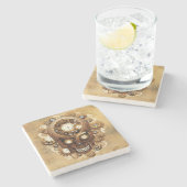 Steampunk Skull Gothic Style Steinuntersetzer (Seitenansicht)