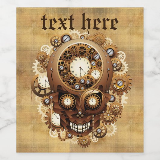 Steampunk Skull Gothic Style Weinetikett (Einzelnes Label)