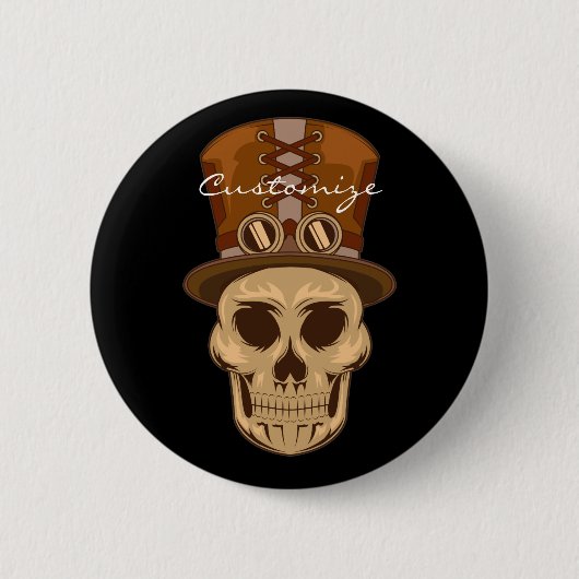 Steampunk Skull in Top Hat Thunder_Cove Button (Vorderseite)