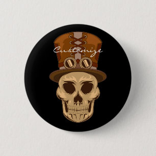 Steampunk Skull in Top Hat Thunder_Cove Button