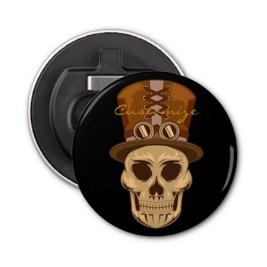 Steampunk Skull in Top Hat Thunder_Cove Flaschenöffner (Vorderseite)