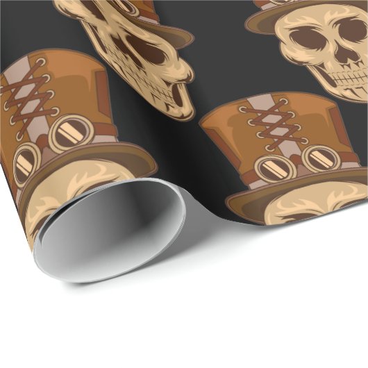 Steampunk Skull in Top Hat Thunder_Cove Geschenkpapier (Rolleneckpunkt)