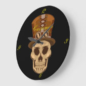 Steampunk Skull in Top Hat Thunder_Cove Große Wanduhr (Winkel)